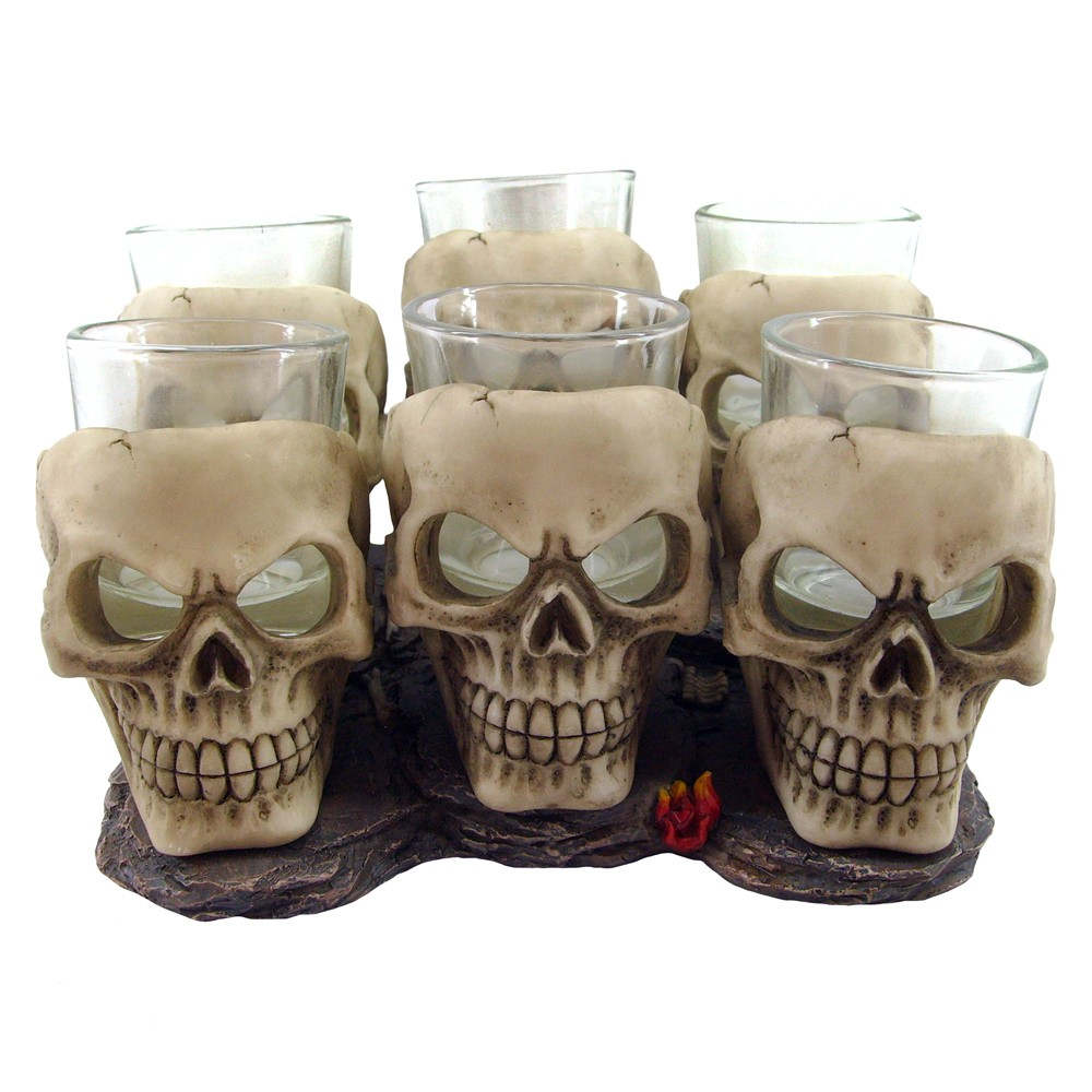 Nemesis Now - Six Shooter Skulls Shot glass - Cream